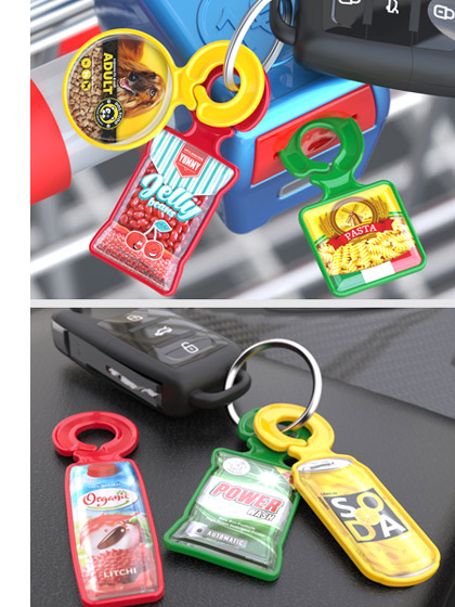 keychains with a token-shaped